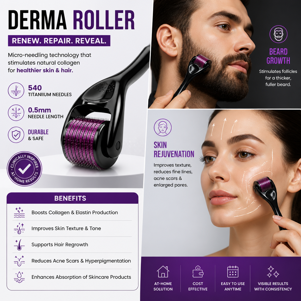 Derma Roller Microneedling Visage et Cheveux | Eve Shop